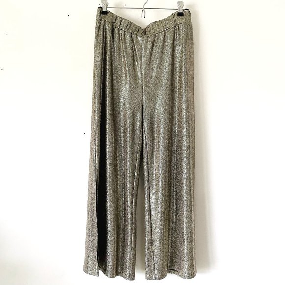 SOLD - Sportsgirl (Australia) Wide Leg Stretchy Glitter Pants with Slits - Picture 1 of 2